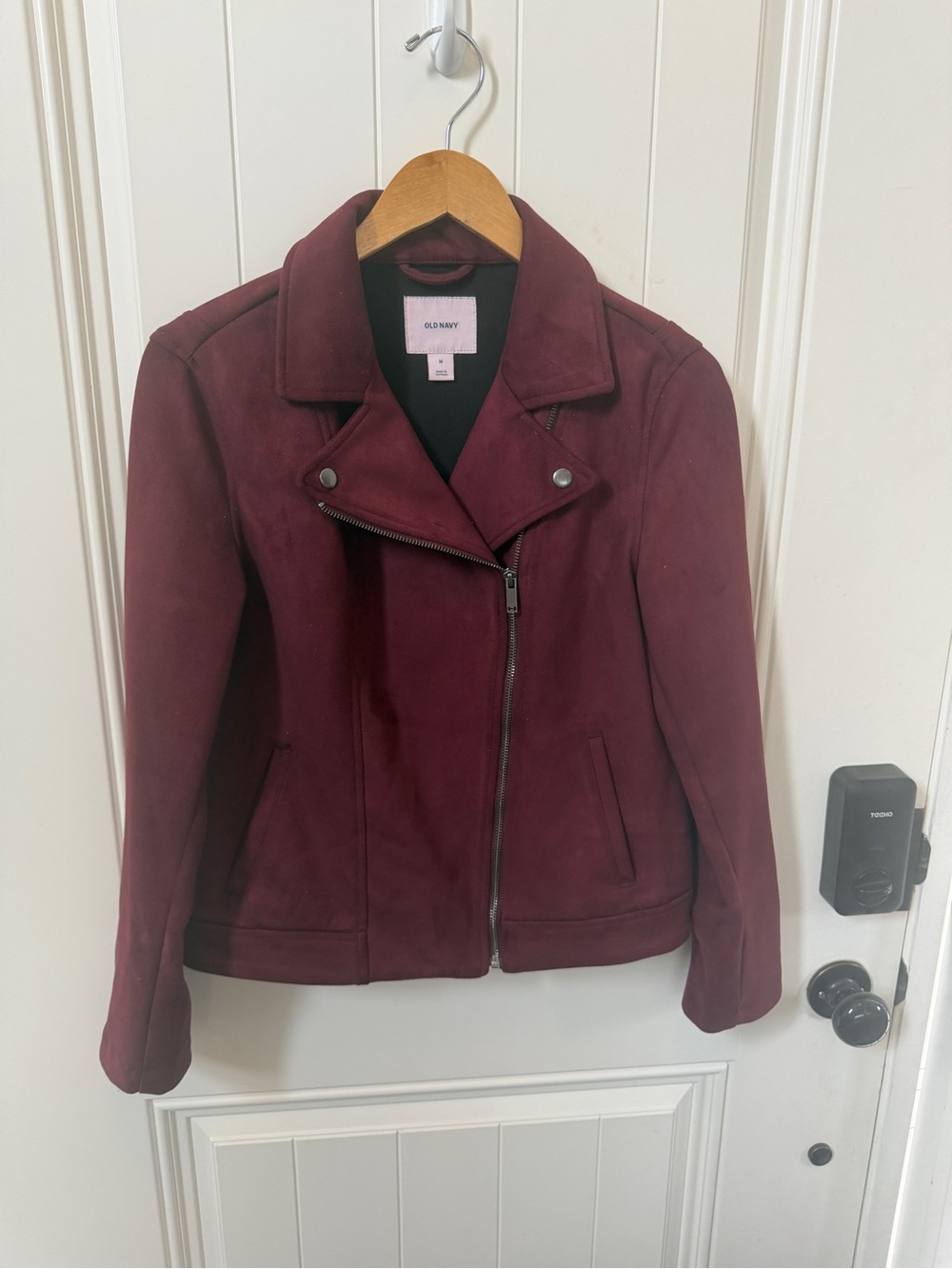 Old Navy Women's Wine Asymmetrical Moto Jacket